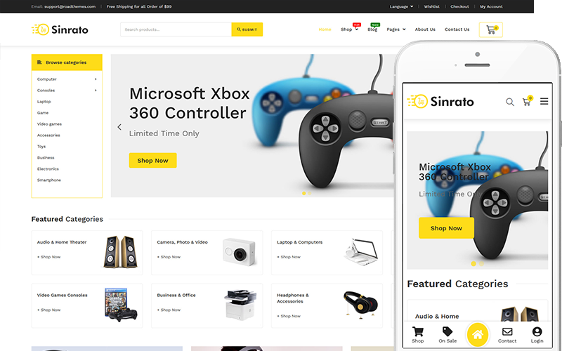 Sinrato – 数码、电子产品商店 WooCommerce 主题