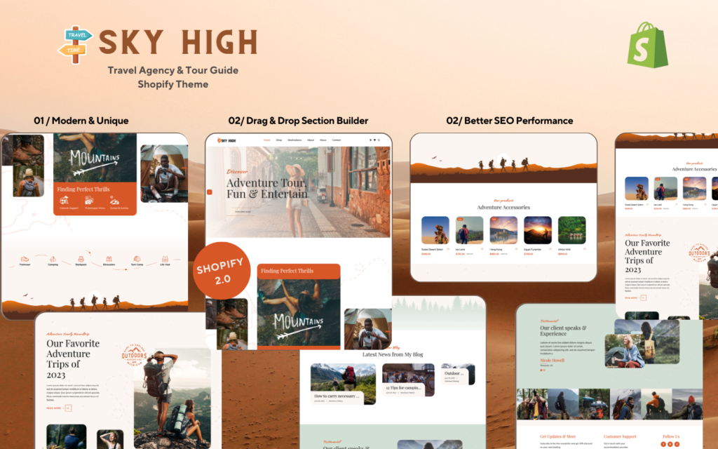 Sky High – Travel – 旅行，游览和探险Shopify主题