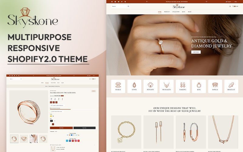 Skystone – 现代珠宝店多用途Shopify 2.0响应主题