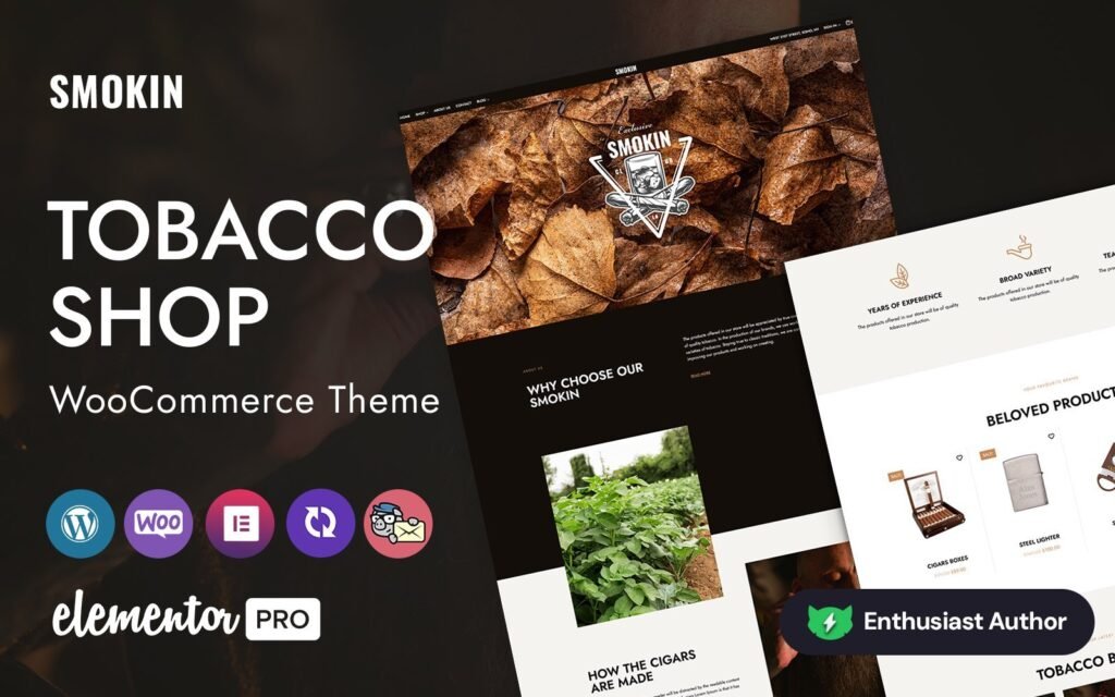 Smokin是一个专为雪茄和烟草业务设计的WordPress Elementor CMS主题。