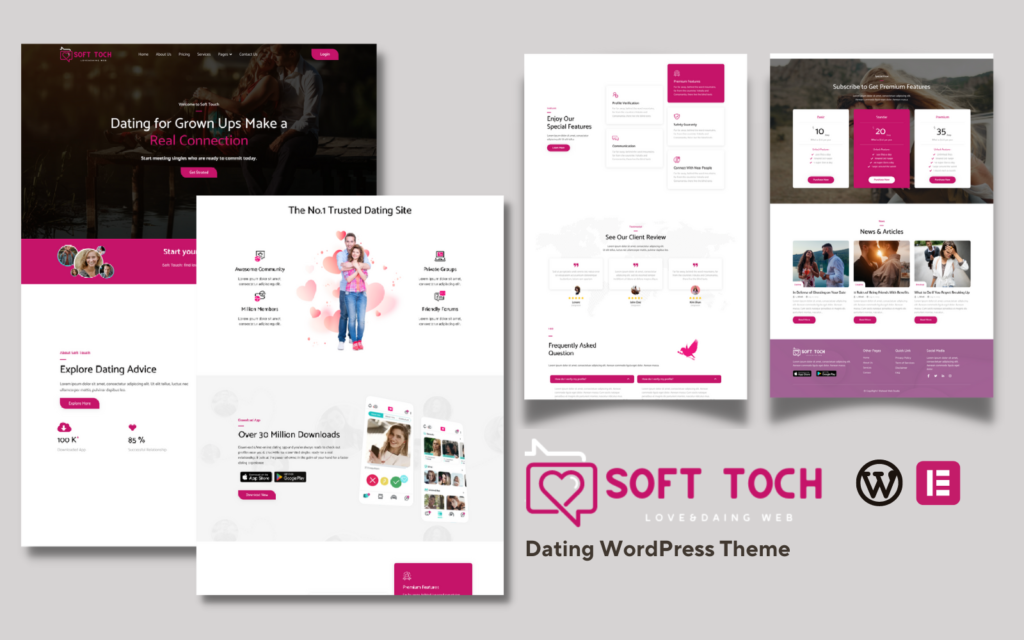 Soft Touch – Dating & Love是一个适用于WordPress的主题，专为约会和爱情网站设计。