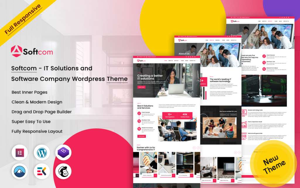 Softcom – IT解决方案和软件公司WordPress主题