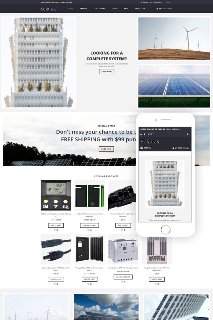 Solarex – 太阳能多页面清洁Shopify主题