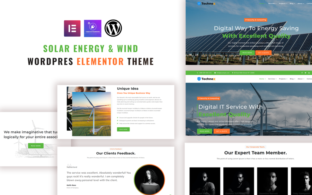 Solarwind – 太阳能和风能WordPress Elementor主题