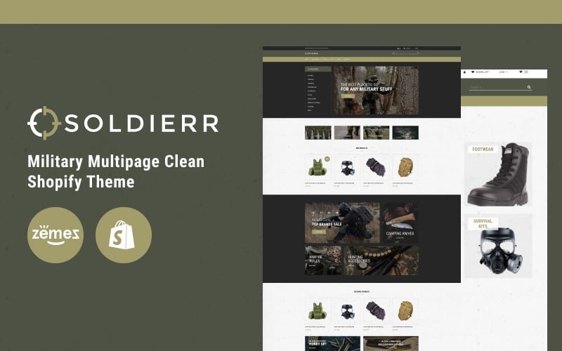 Soldierr是一款军事多页面清新的Shopify主题。