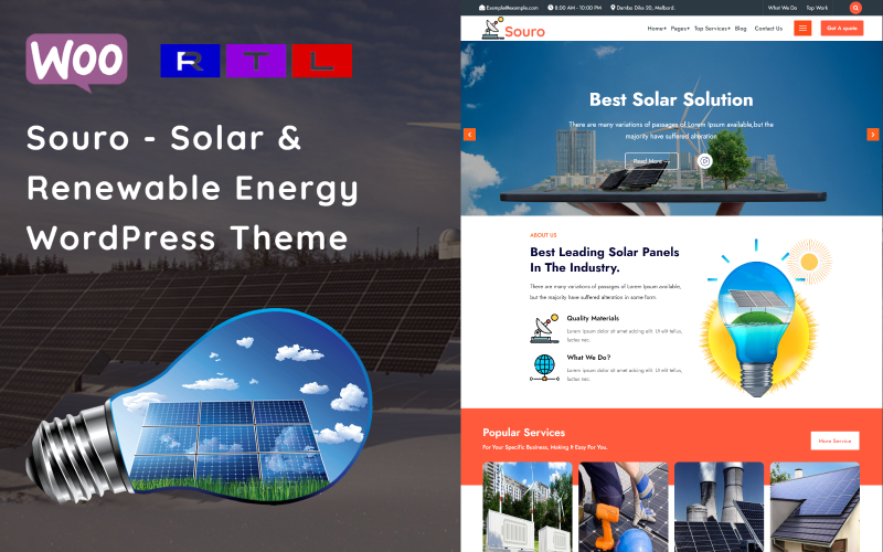 Souro – 太阳能和可再生能源的WordPress主题