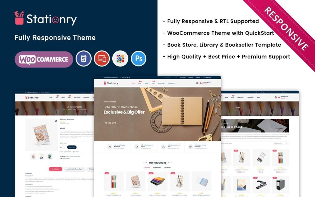 文具和书店 WooCommerce 响应式主题