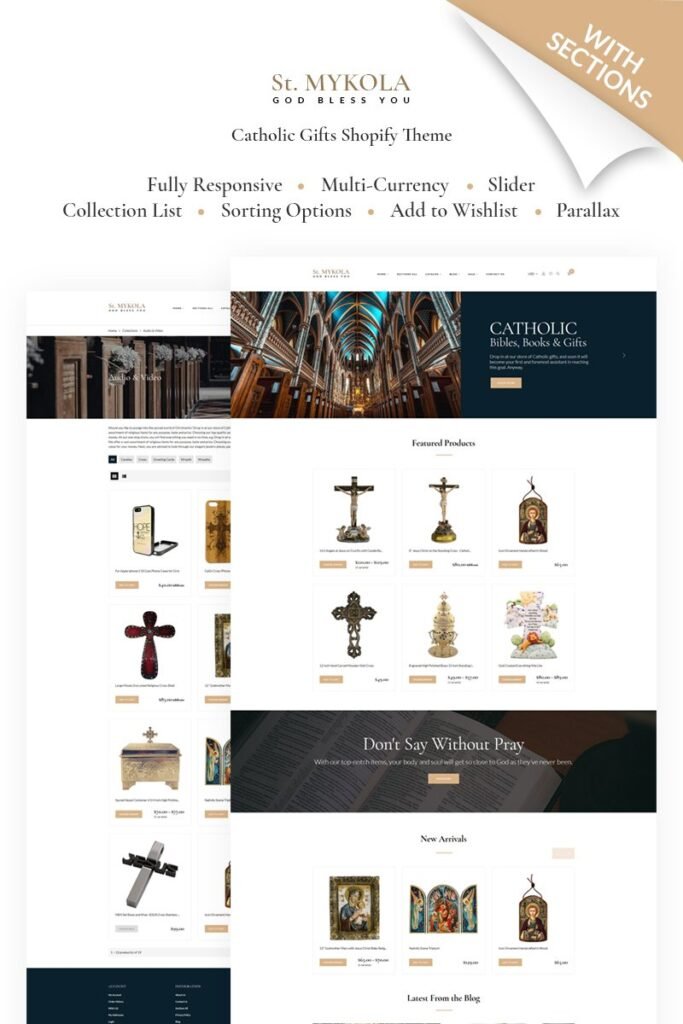 St.Mykola是一款针对天主教商店设计的Shopify主题。