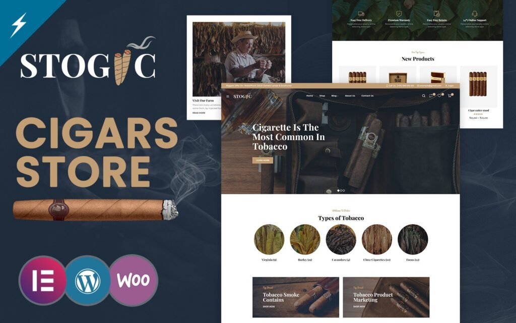 Stogic – 雪茄和烟草店 WooCommerce Elementor 主题