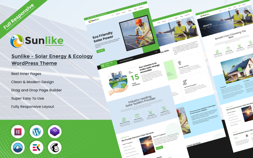 Sunlike – 太阳能和生态主题WordPress 主题