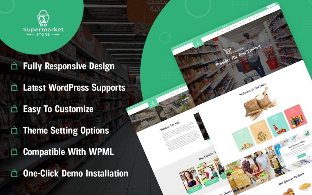 具有人工智能内容生成器的超市商店 WooCommerce 主题