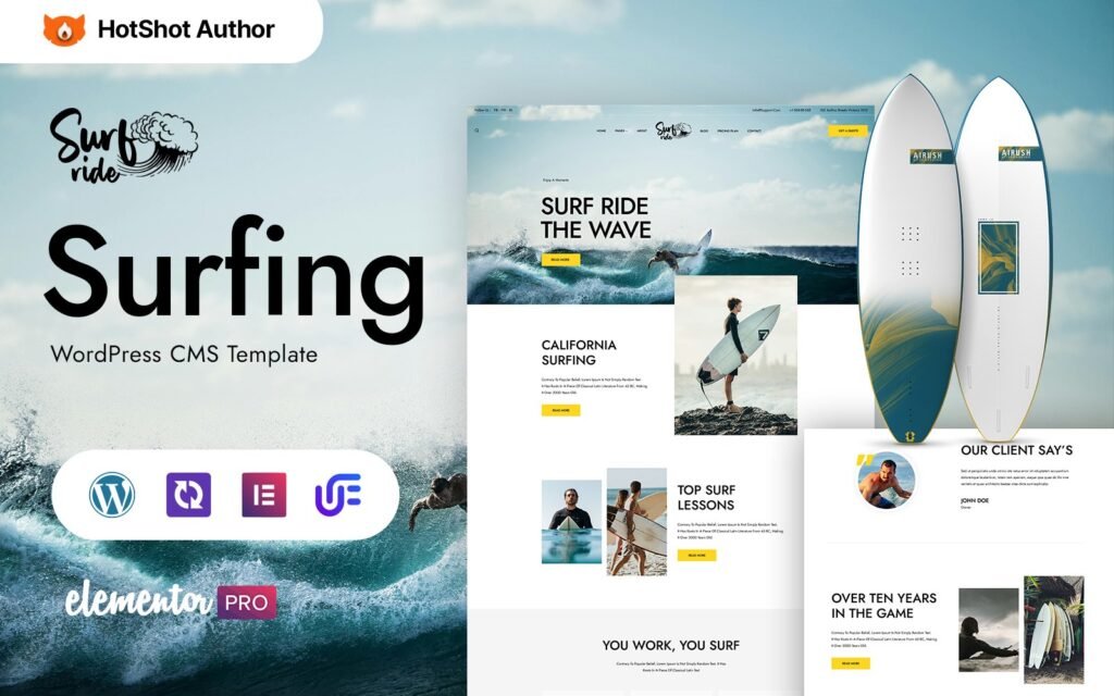 Surfride – 冲浪运动俱乐部WordPress Elementor主题水