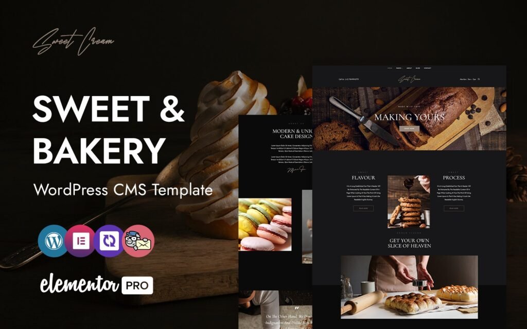 Sweetcream – 烘焙店和曲奇饼干店CMS WordPress Elementor 主题