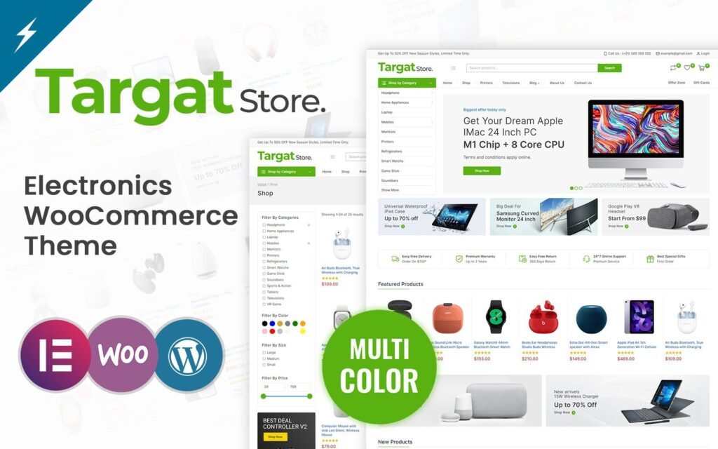 Targat – 电子产品和大型商店Elementor WooCommerce主题