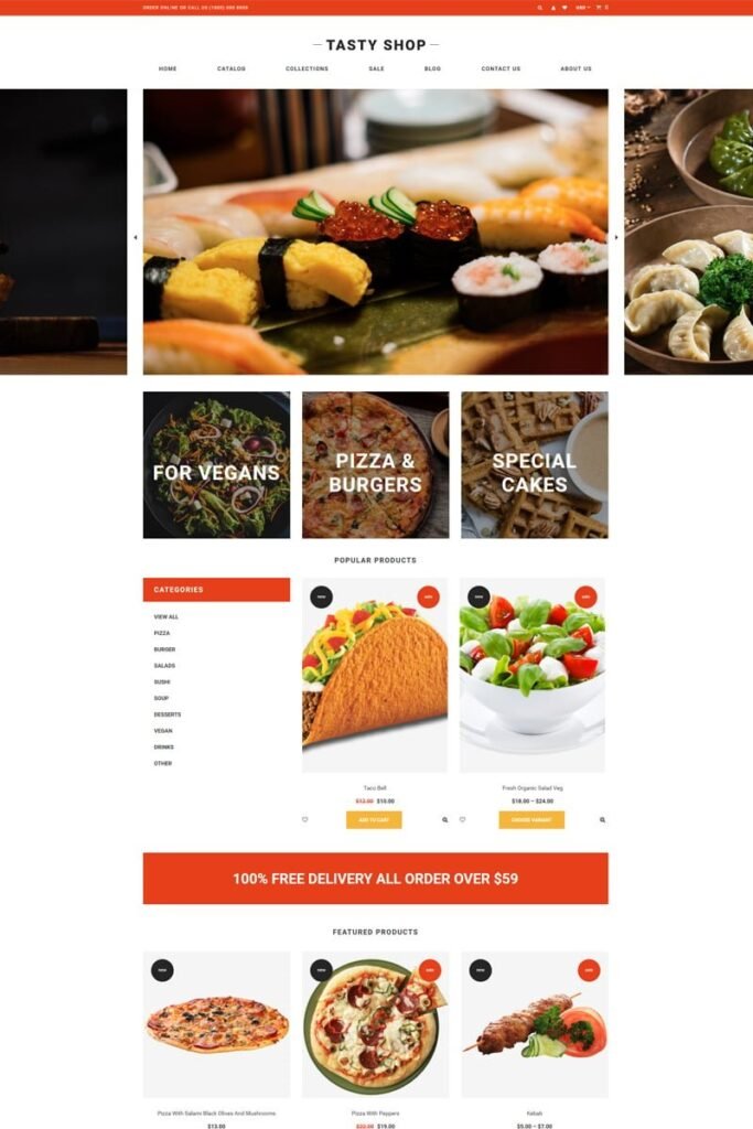 Tasty Shop – 食品和餐厅清新的Shopify主题