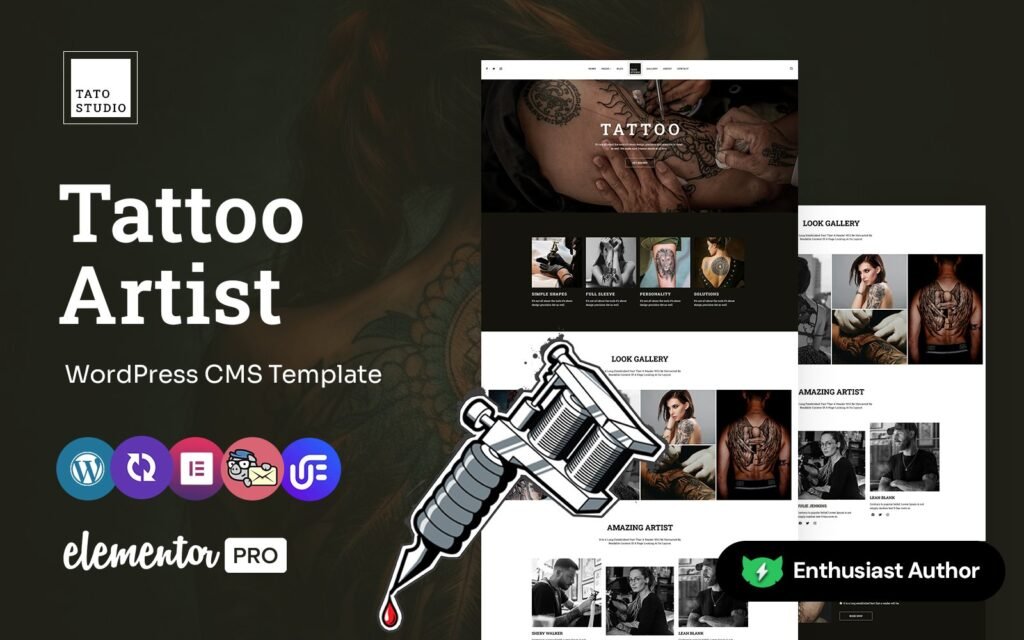 Tato Studio-纹身艺术家多用途WordPress Elementor 主题