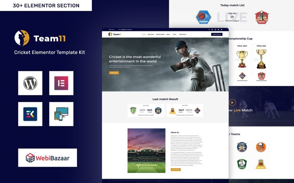 Team11 – 棒球响应式网站WordPress Elementor主题