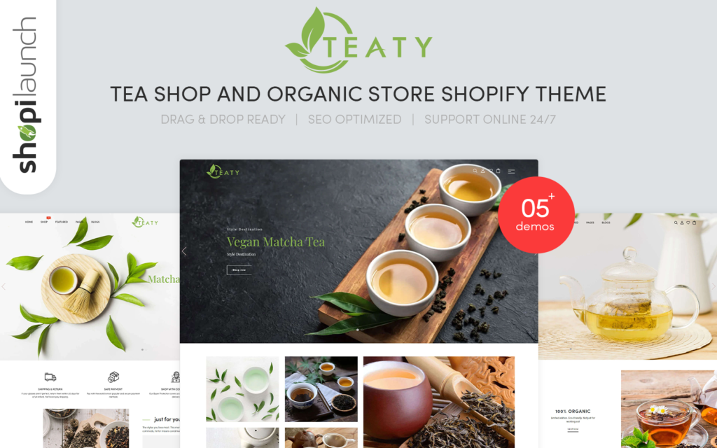 Teaty – 茶叶和有机店响应式Shopify主题