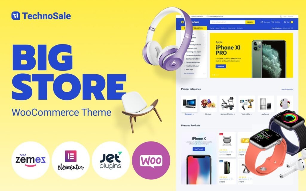 TechnoSale – 现代在线电子商务杂货店 WooCommerce 主题