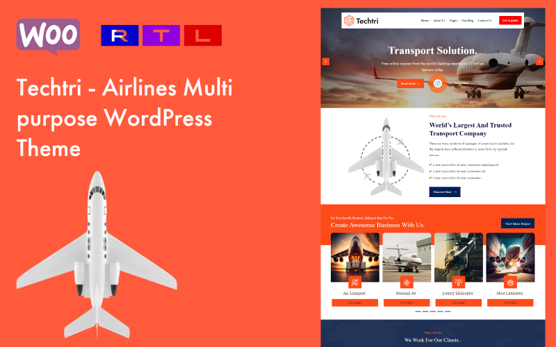 Techtri – 航空公司多用途WordPress主题