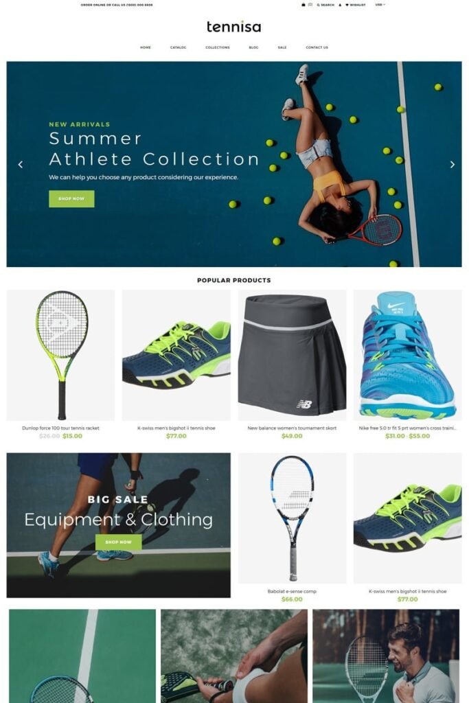Tennisa – 网球商店清新的Shopify主题