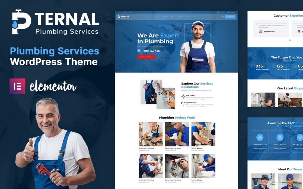 Ternal – 水管工，维修工和修理服务的WordPress主题