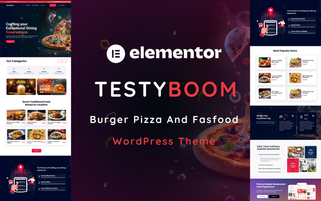 Testyboom – BBQ & Fast food Restaurant WordPress Theme是一个适用于烧烤和快餐餐厅的WordPress主题。