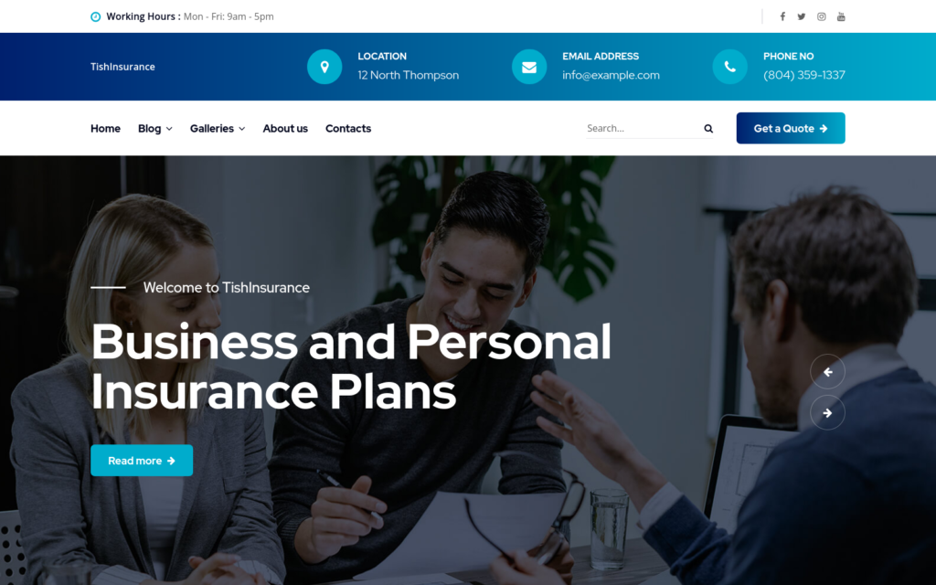 TishInsurance – 保险公司WordPress主题