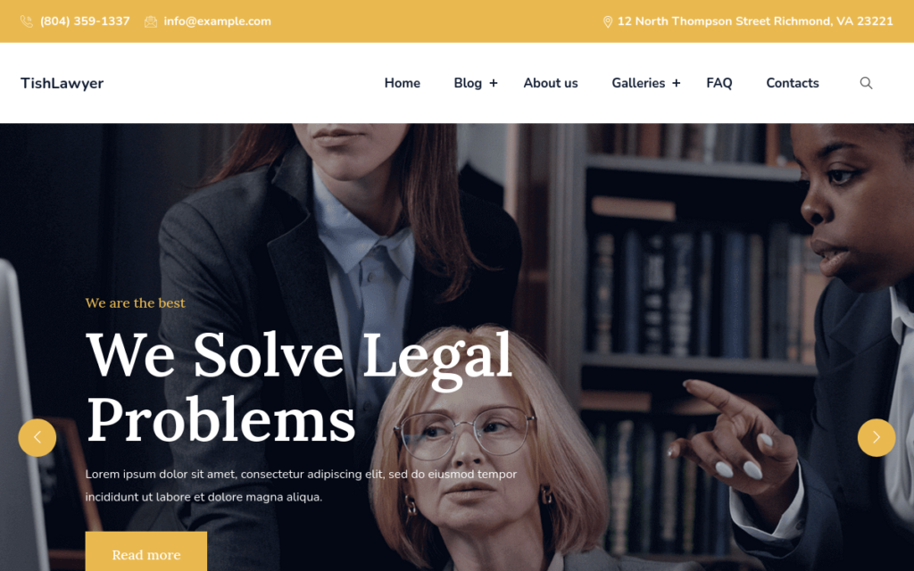 TishLawyer – 律师和倡导者WordPress主题
