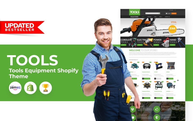 Tools＆Equipment Clean Shopify主题是一个专为销售工具和设备的网店设计的主题。