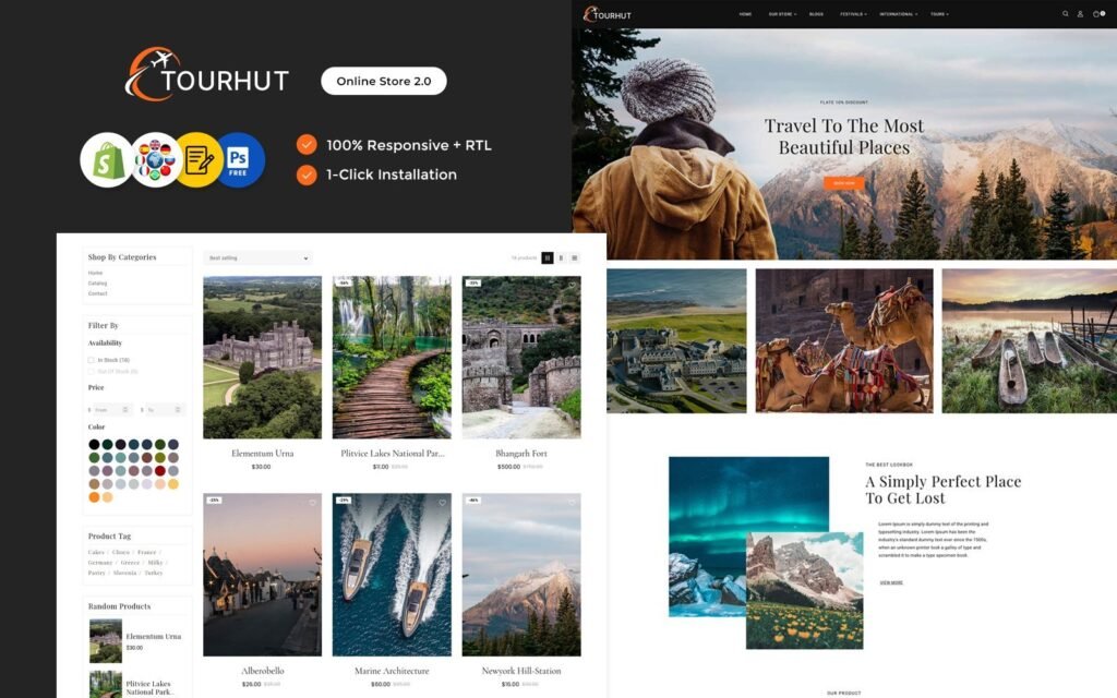 Tourhut – 旅行，旅行和旅游代理商Shopify响应式主题