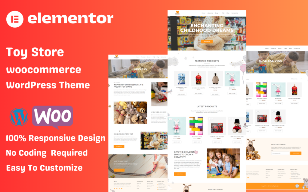 玩具店儿童元素器Woocommerce WordPress主题