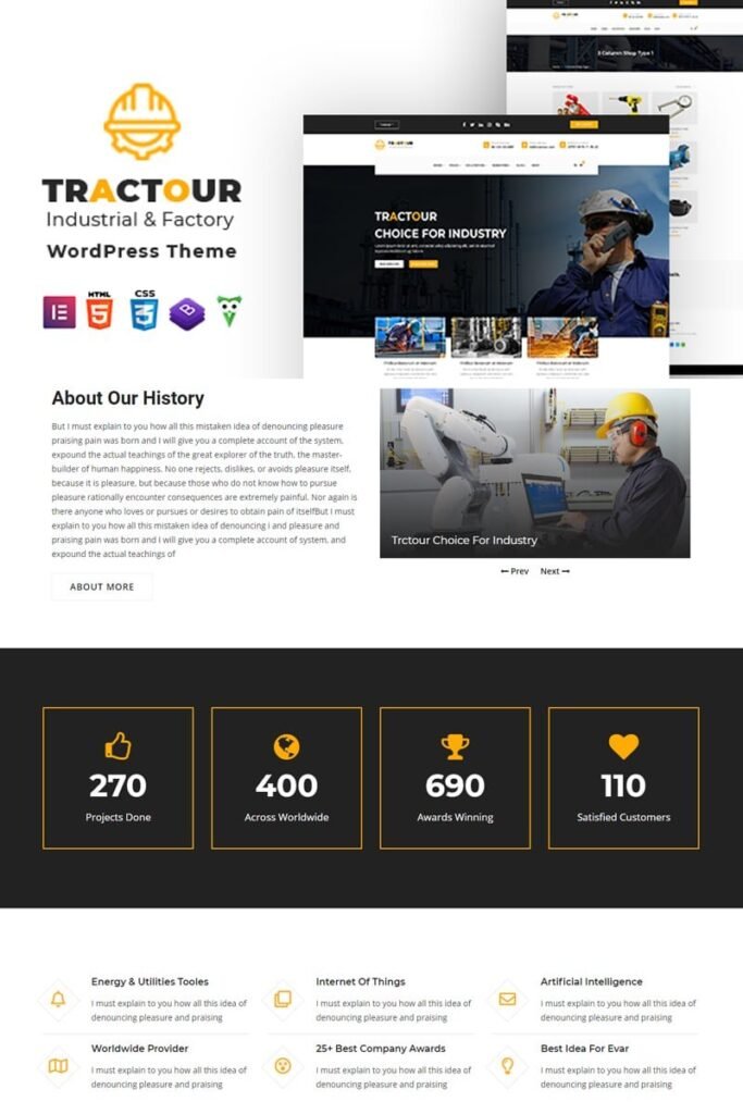 Tractour – 工业/制造WordPress主题