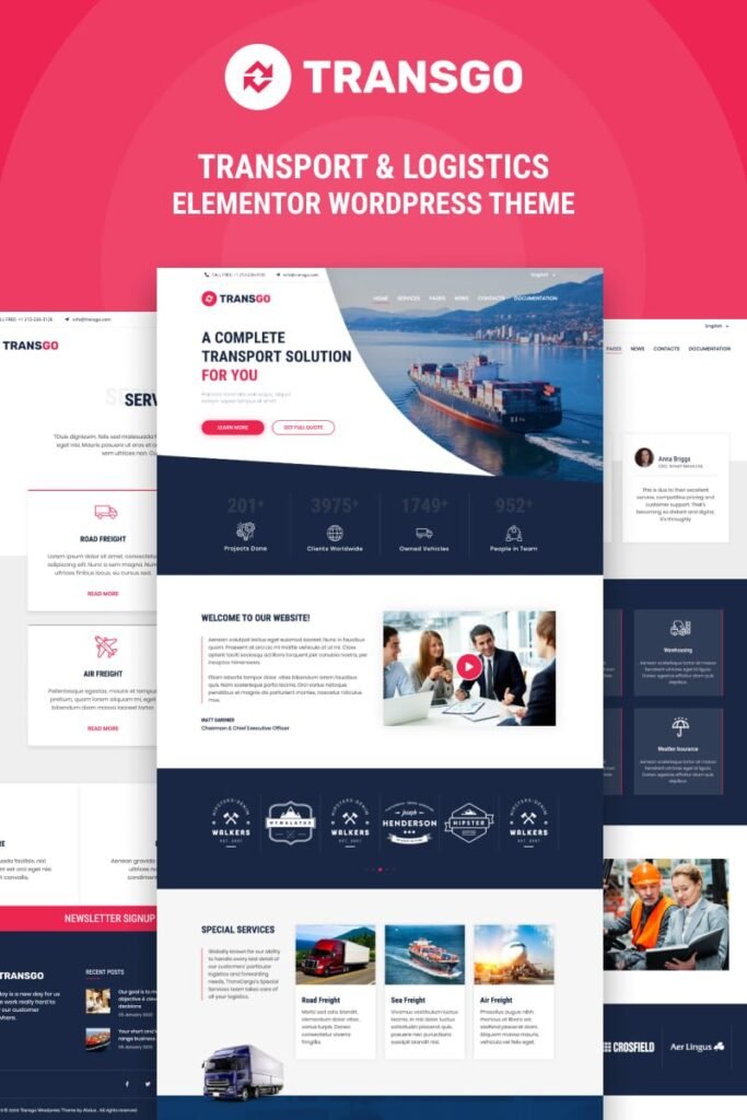 TransGo- 运输和物流WordPress Elementor主题（支持RTL）