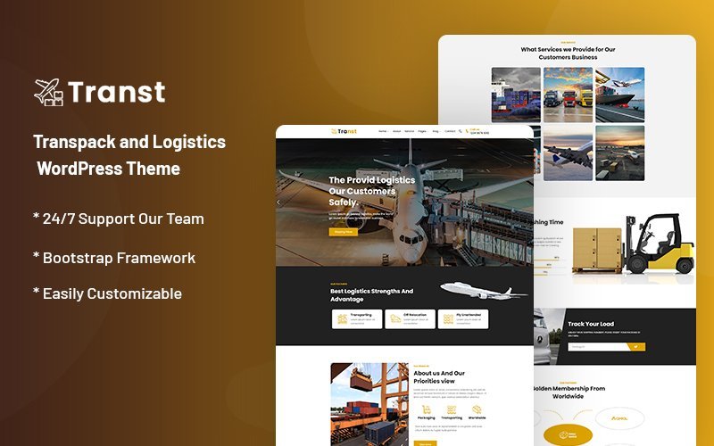 Transt – Transpack and Logistics Service WordPress Theme 是一款专为物流和运输服务设计的WordPress主题。