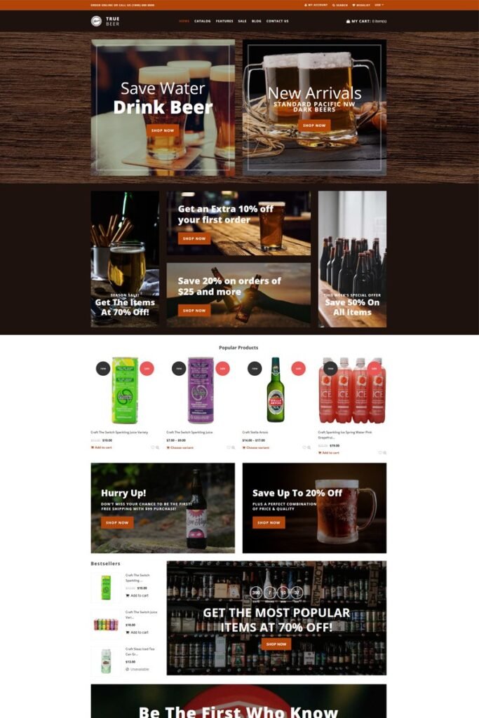 TrueBeer – 时尚实用的Bootstrap Shopify主题