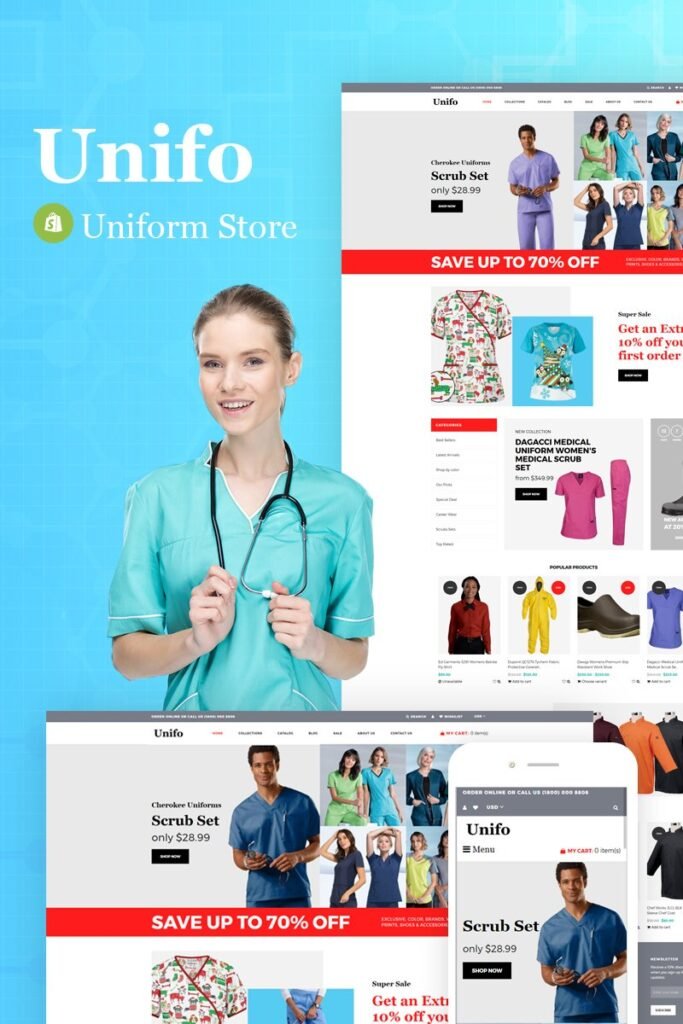 Unifo是一款专为制服店设计的Shopify主题。