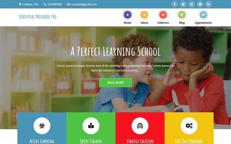 Universal Preschool Pro – 清新现代的儿童主题