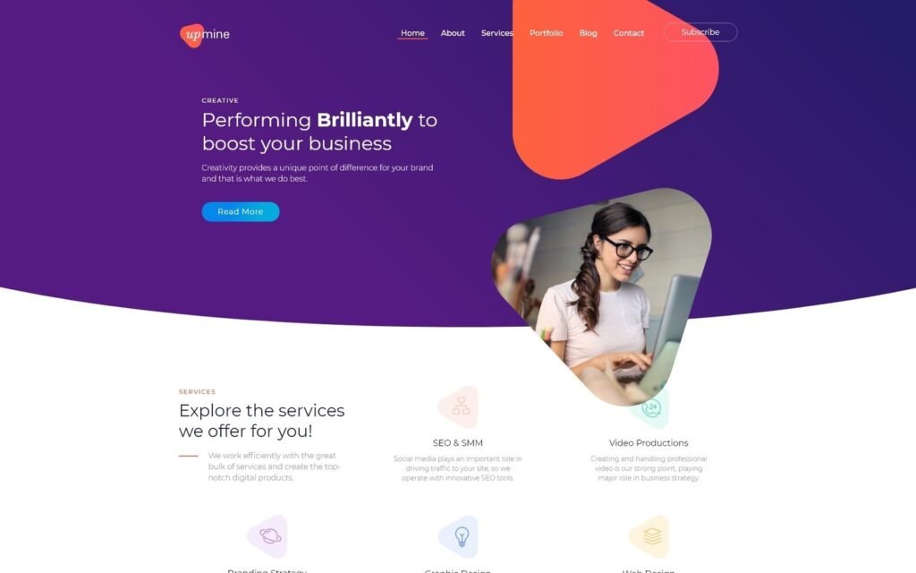 Upmine – 企业数字代理机构 WordPress Elementor 主题