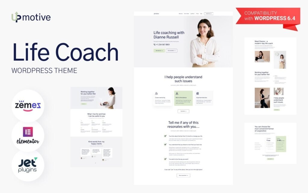 UpMotive – 生活教练 WordPress Elementor 主题