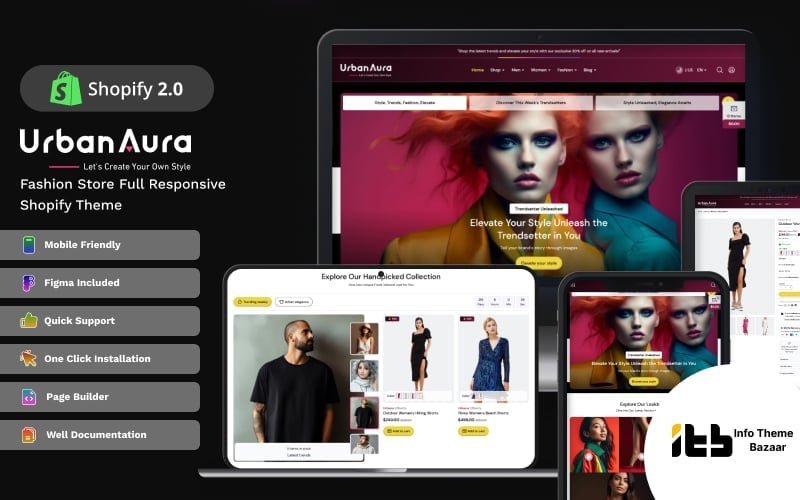 Urban-aura – 时尚和大型商店多用途 Shopify 2.0 主题