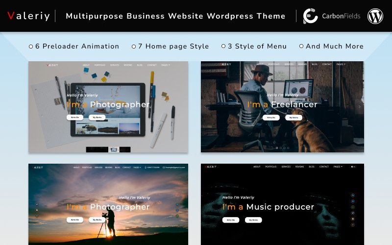 Valeriy | 多用途个人和商务博客 WordPress 主题