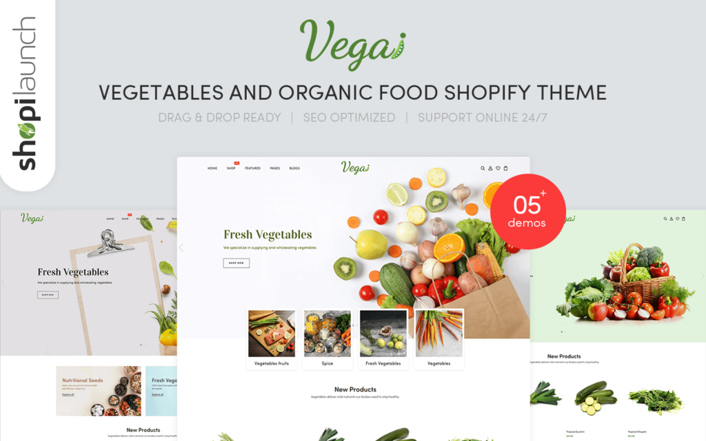 Vegai – 蔬菜和有机食品电子商务Shopify主题