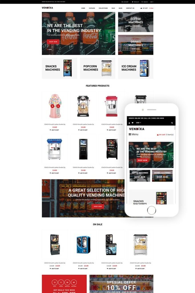 Vendixia – 自动售货机清洁Shopify主题