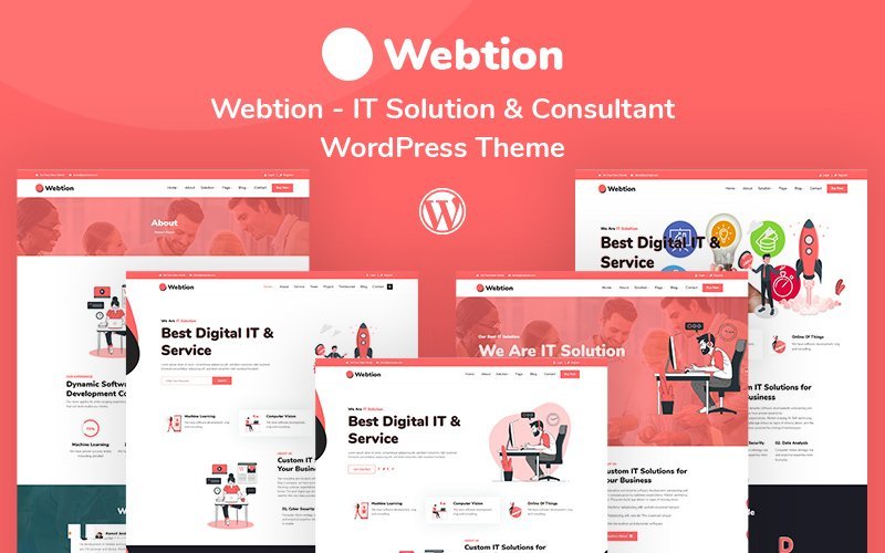 Webtion – IT Solution & Consultant Responsive WordPress Theme是一款响应式的WordPress主题，专为IT解决方案和顾问而设计。