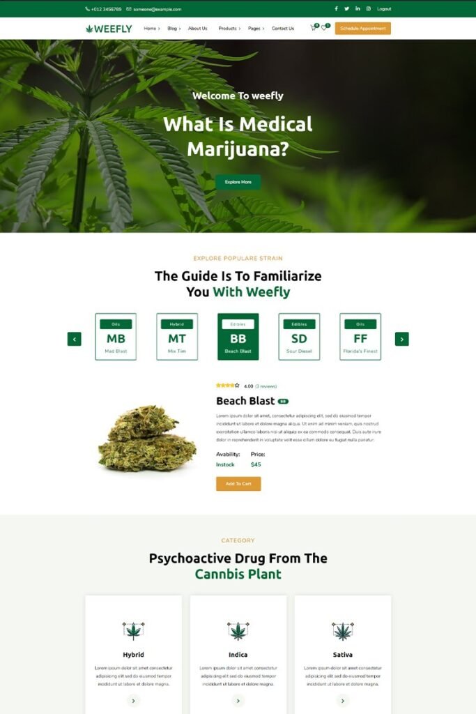 Weefly | 医用大麻和大麻 WordPress 主题