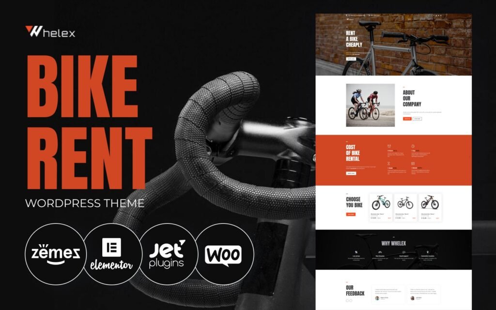 Whelex – 自行车租赁多用途现代WordPress Elementor主题