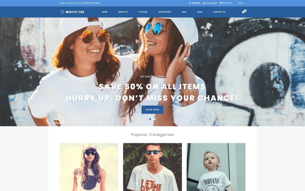 White Tee – 服装响应式实用Shopify主题