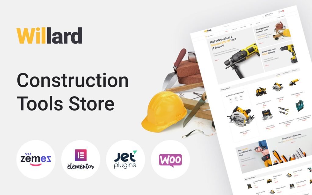 Willard – 建筑工具商店多功能电子商务清洁 Elementor WooCommerce 主题
