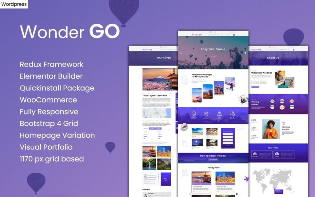 Wonder GO – 旅游预订和旅行WordPress主题